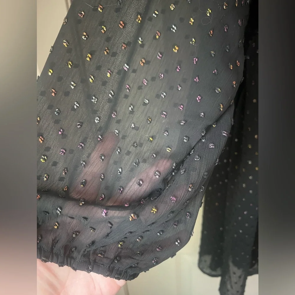 Torrid Mini Clip Dot Blouson Long Sleeve Dress - Picture 5 of 12